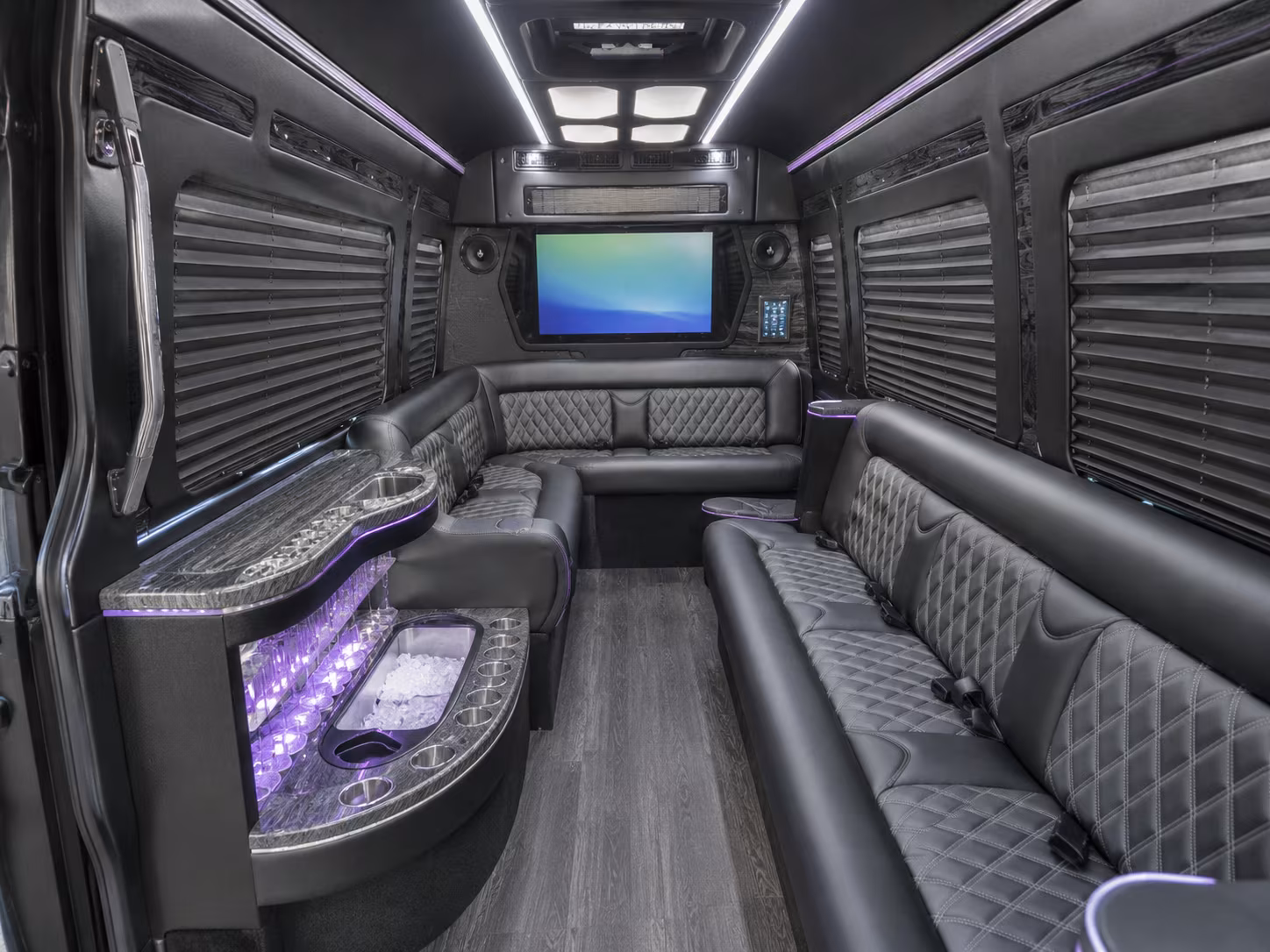 billings 40 passenger party bus interior